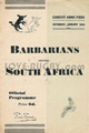 Barbarians v South Africa 1952 rugby  Programme